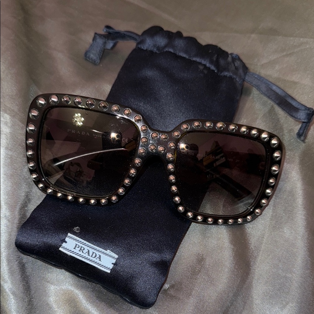 Prada Black Oversized Studded Sunglasses